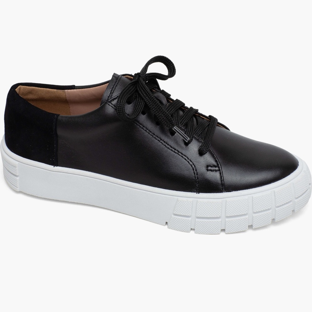Paolo Black Leather Sneakers with White Soles